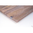 Gespachtelt, hell geölt, und geschliffen oder gebürstet: Maßgefertigte Tischplatte Eiche Altholz