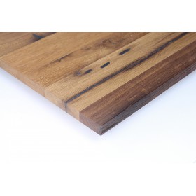 Gespachtelt, geölt und geschliffen oder gebürstet: Maßgefertigte Tischplatte Eiche Altholz