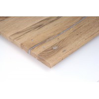 Naturbelassen, gespachtelt und geschliffen oder gebürstet: Maßgefertigte Tischplatte Eiche Altholz