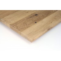 Lackiert und geschliffen oder gebürstet: Maßgefertigte Tischplatte Eiche Altholz